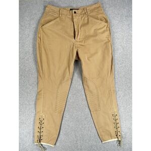 Ralph Lauren Pants Womens 14 Beige Khaki Riding Jodhpurs Lace Up Equestrian